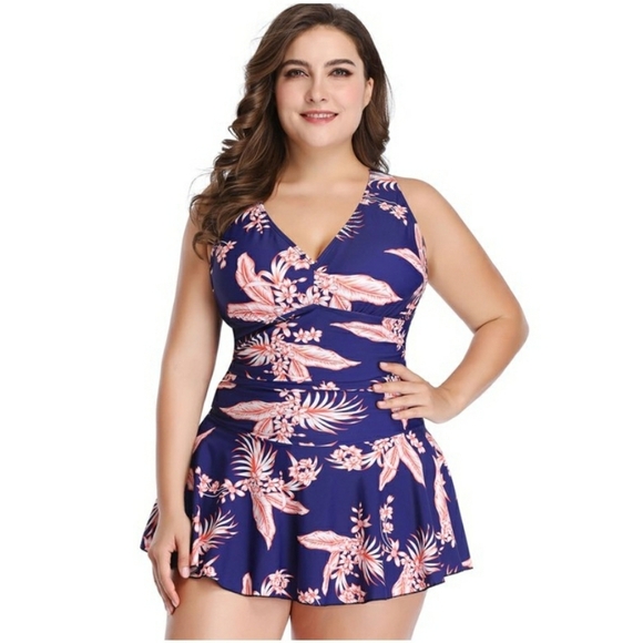Swimwear Other - Tummy Control Swimdress 2 Piece Swimwear with Flared Skirt Bathing Suit Size L